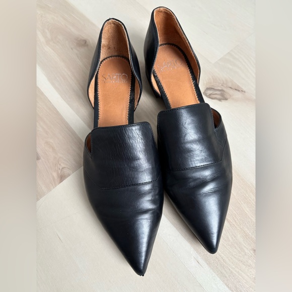 Franco Sarto Shoes - Sarto Black Pointed Leather Flats